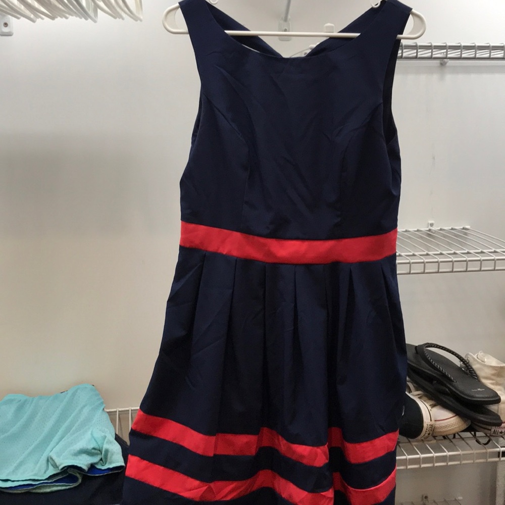 Navy and red dress